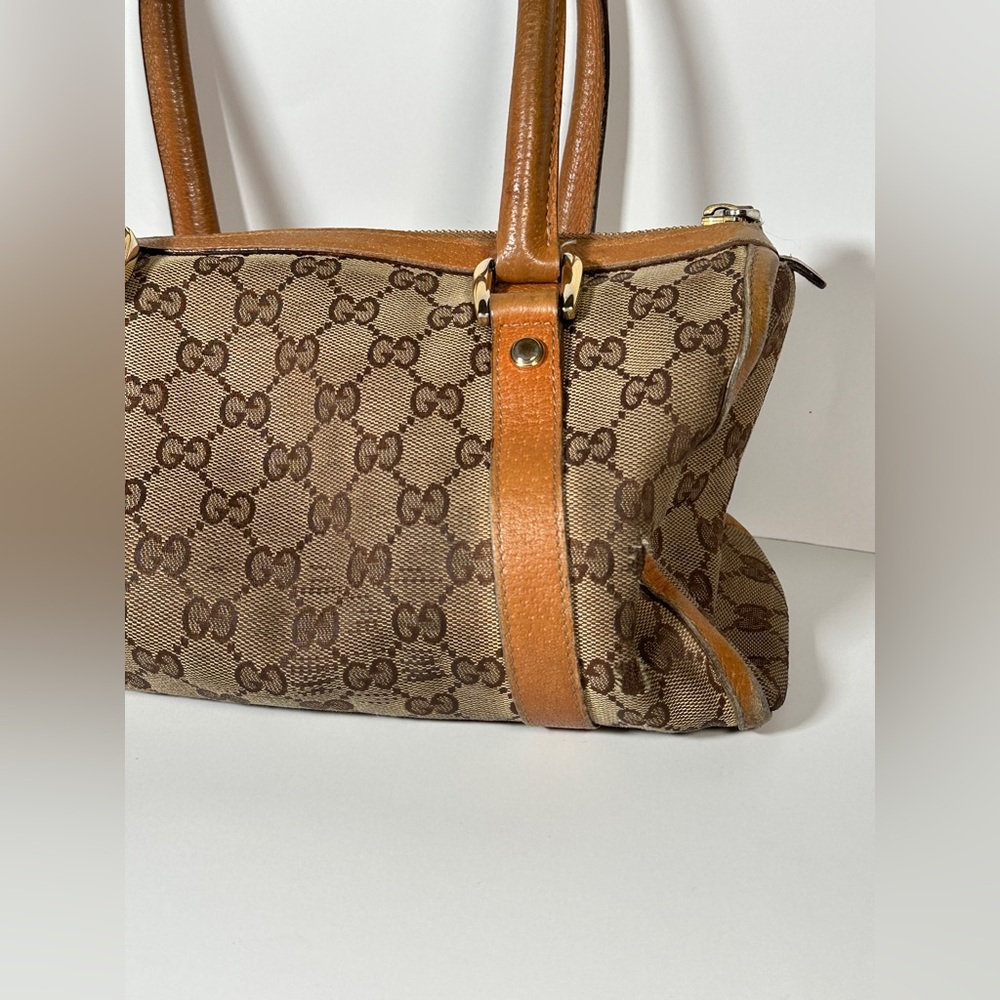 GUCCI Mini Boston Bag Abby GG Canvas BRW Distressed Designer Hand Bag Authentic - Picture 3 of 16
